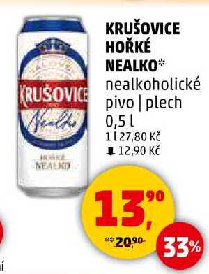 KRUŠOVICE HOŘKÉ NEALKO nealkoholické pivo, 0,5 l