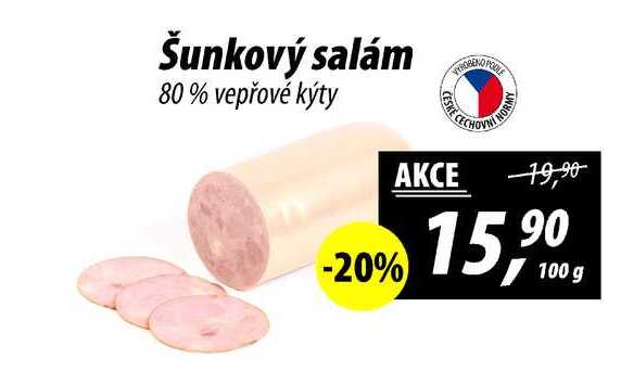 Šunkový salám 80% vepřové kýty, 100 g 