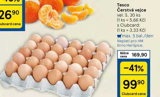 Tesco Čerstvá vejce vel. S., 30 ks