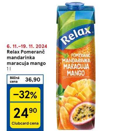 Relax Pomeranč mandarinka maracuja mango, 1 l 