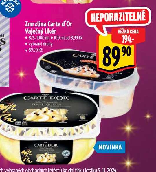  Zmrzlina Carte d'Or Vaječný likér  825-1000 ml  