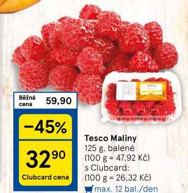 Tesco Maliny, 125 g, balené 