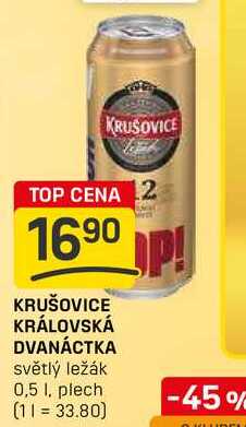 KRUŠOVICE KRÁLOVSKÁ DVANÁCTKA světlý ležák 0,5l, plech 