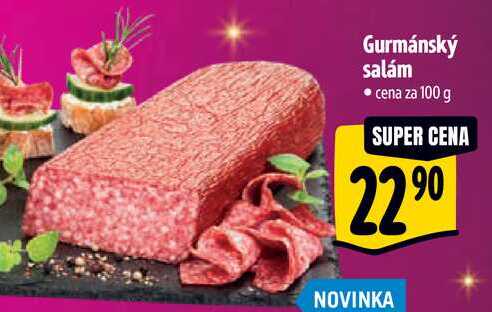 Gurmánský salám, cena za 100 g  