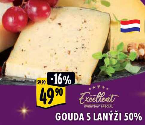 GOUDA S LANÝŽI 50%, cena za 100 g