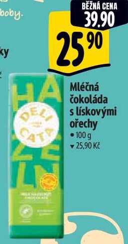 Mléčná čokoláda s lískovými ořechy, 100 g