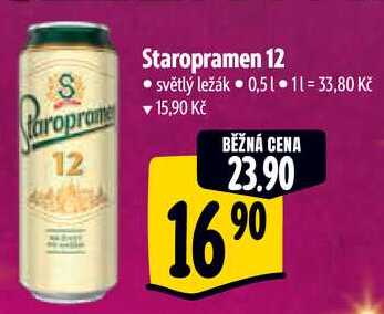 Staropramen 12, 0,5 l v akci