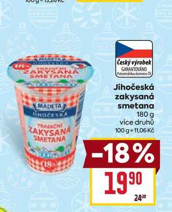 Jihočeská zakysaná smetana 180 g