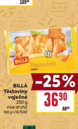 BILLA Těstoviny vaječné 250 g 