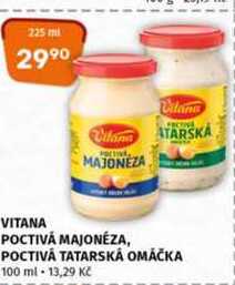 Vitana Poctivá tatarská omáčka, majonéza 225ml, vybrané druhy