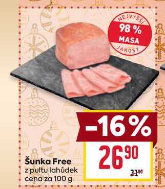 Šunka Free z pultu lahůdek cena za 100g