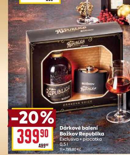 Dárkové balení Božkov Republika Exclusiva + placatka 0,5l 