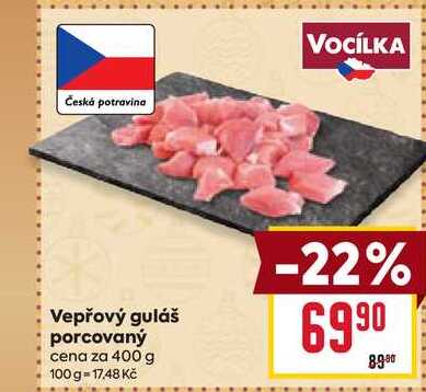 Vepřový guláš porcovaný cena za 400 g