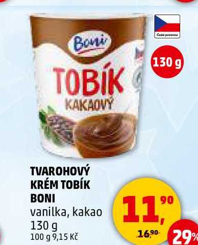 TVAROHOVÝ KRÉM TOBÍK BONI vanilka, 130 g