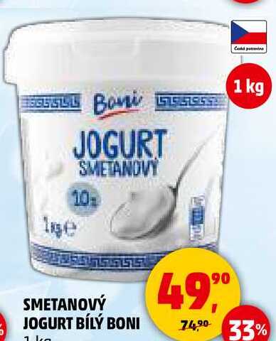 SMETANOVÝ JOGURT BÍLÝ BONI, 1 kg