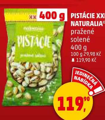 PISTACIE XXL NATURALIA pražené solené, 400 g 