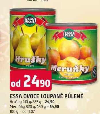 ESSA OVOCE LOUPANÉ PŮLENÉ Hrušky 410 g/225 g 