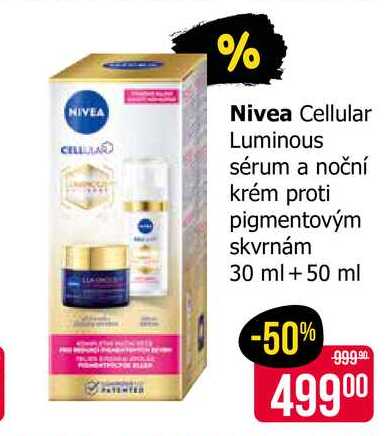 Nivea Cellular Luminous sérum a noční krém proti pigmentovým skvrnám 30 ml + 50 ml  