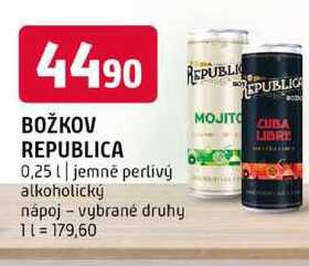 Božkov republica 0,25l jemně perlivý alkoholický nápoj vybrané druhy 