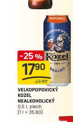 VELKOPOPOVICKÝ KOZEL NEALKOHOLICKÝ 0,5 l, plech