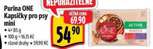 Purina ONE Kapsičky pro psy mini, 4x 85 g 