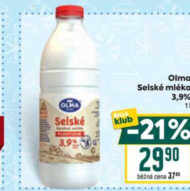 Olma Selské mléko 3,9% 1l