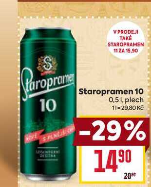 Staropramen 10 0,51, plech  v akci