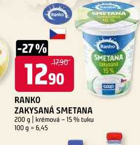 Ranko zakysaná smetana 200 g krémová 15% tuku v akci