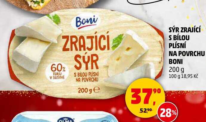 SÝR ZRAJÍCÍ S BÍLOU PLÍSNÍ NA POVRCHU BONI, 200 g