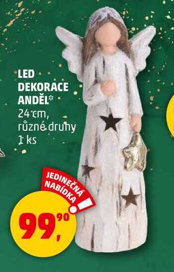 LED DEKORACE ANDĚL 24 cm, různé druhy, 1 ks 