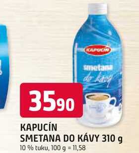 KAPUCÍN SMETANA DO KÁVY 310 g 10% tuku v akci