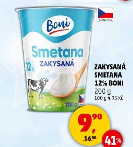 ZAKYSANÁ SMETANA 12% BONI, 200 g  v akci