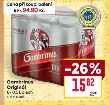 Gambrinus 6x0,5l, plech v akci