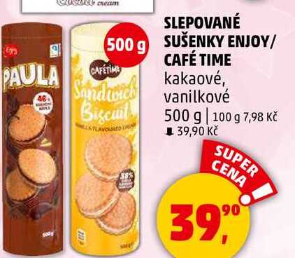 SLEPOVANÉ SUŠENKY ENJOY/ CAFÉ TIME kakaové, vanilkové, 500 g 