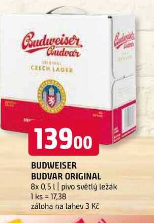 Budweiser Budvar B:Classic světlé výčepní pivo 8 x 0,5l