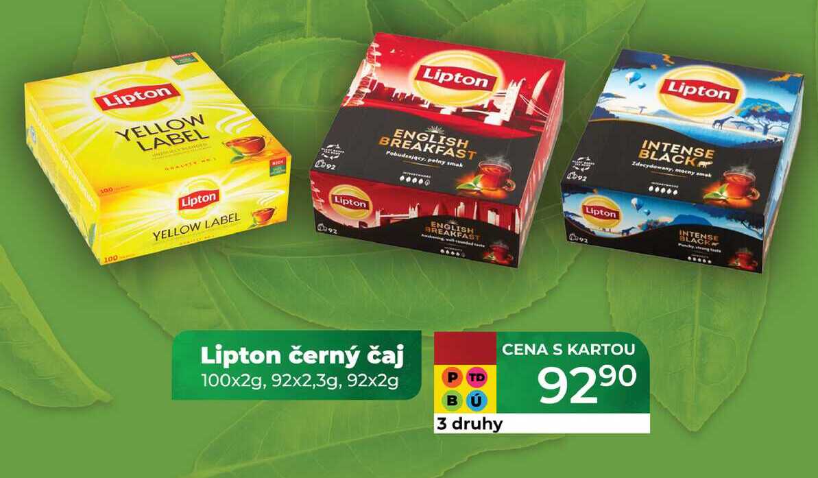 Lipton černý čaj 100x2g, 92x2,3g, 92x2g 