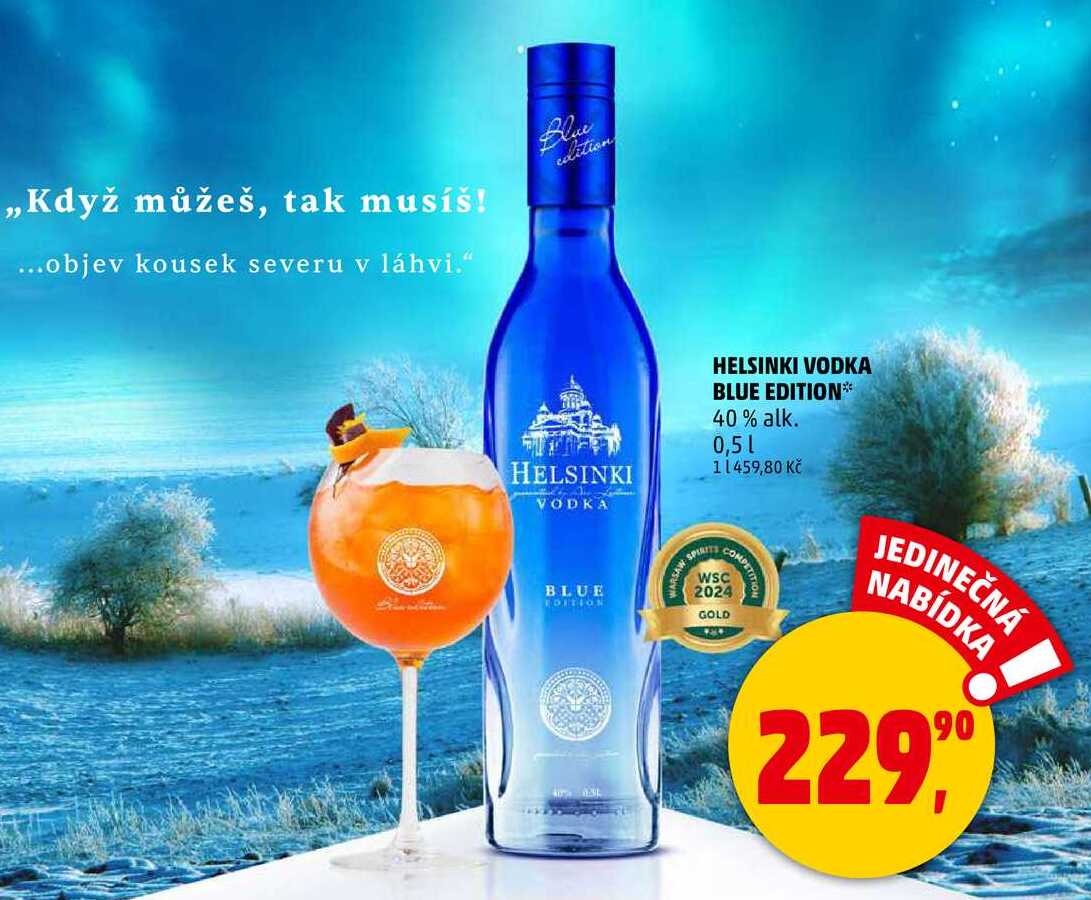 HELSINKI VODKA BLUE EDITION 40% alk., 0,5 l v akci