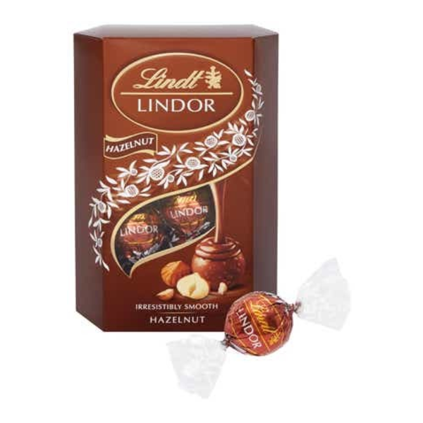 Lindt Lindor Mléčná čokoláda s jemnou krémovou náplní s kousky ořechů