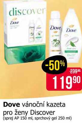 Dove vánoční kazeta pro ženy Discover (sprej AP 150 ml, sprchový gel 250 ml) 