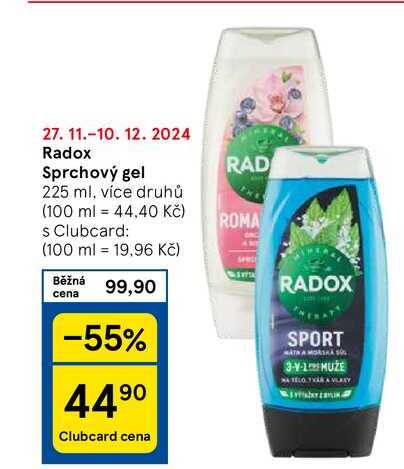 Radox Sprchový gel, 225 ml, více druhů 