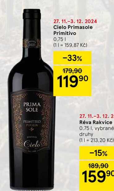 Cielo Primasole Primitivo, 0,75 l