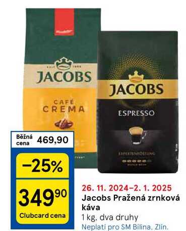 Jacobs Pražená zrnková káva, 1 kg