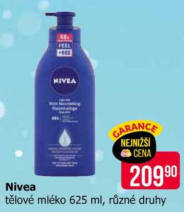 Nivea tělové mléko 625ml, vybrané druhy