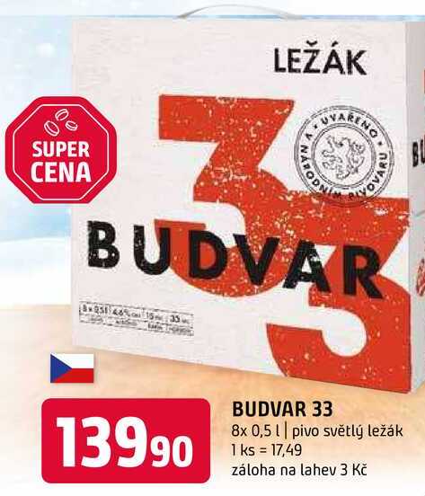 Budweiser Budvar B:Original Pivo světlý ležák 8 x 0,5l