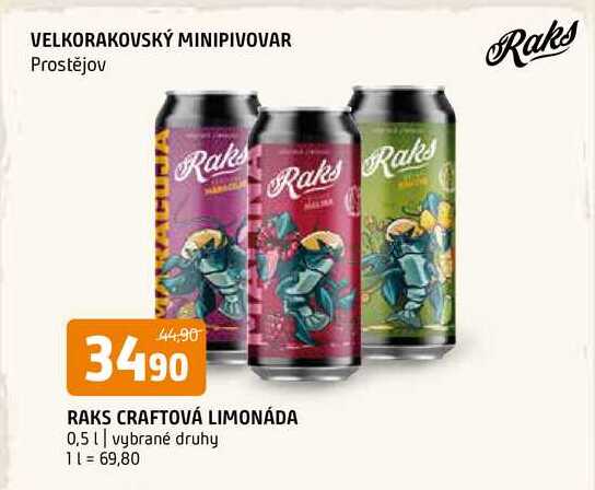 Raks craftová limonáda 0,5l vybrané druhy 