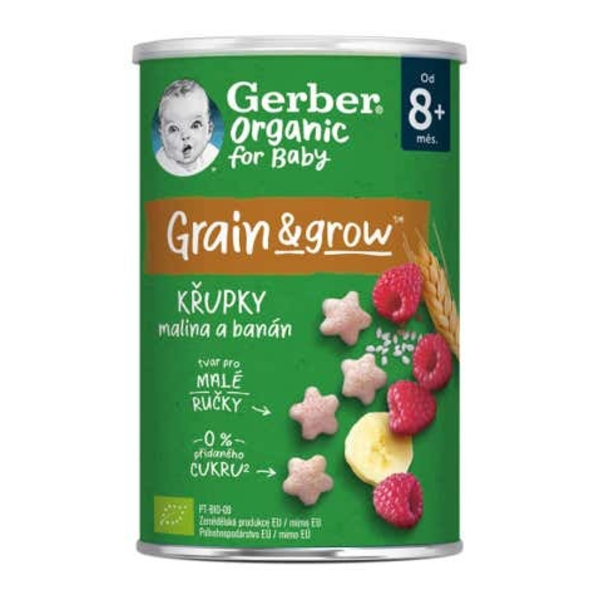 Gerber Organic křupky s malinami a banánem