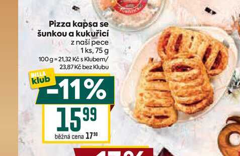 Pizza kapsa se šunkou a kukuřicí z naší pece 1 ks, 75 g 