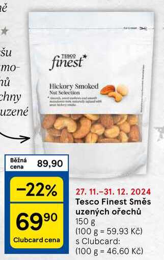 Tesco Finest Směs uzených ořechů, 150 g 