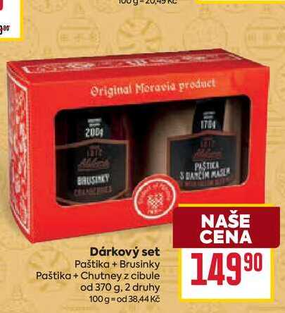 Dárkový set Paštika + Brusinky Paštika + Chutney z cibule od 370 g