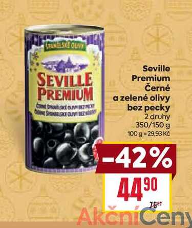 Seville Premium Černé a zelené olivy bez pecky 2 druhy 350/150 g 